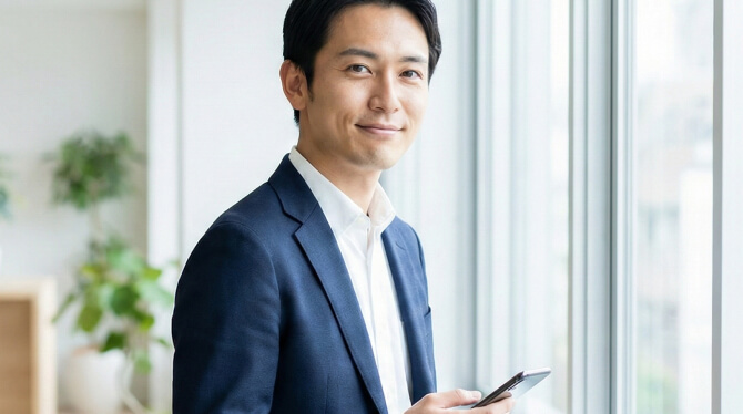 スマホを持つ男性